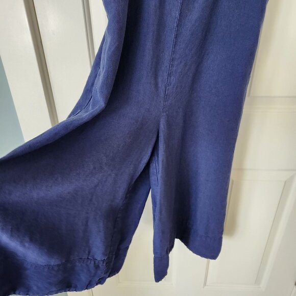 Son De Flor 100% Linen Jumpsuit Navy Blue Sustainable Comfy Casual Cute Boho - Picture 7 of 15